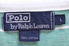 画像4: 90s ポロ ラルフローレン ボーダー ヘンリーネック コットン 鹿の子 Tシャツ 薄緑×白 L (4)