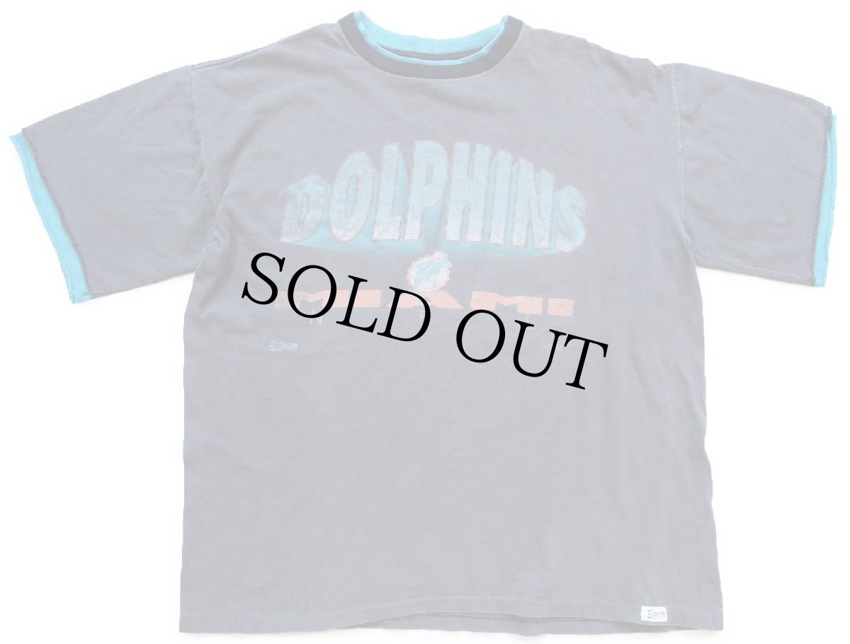 画像2: 90s USA製 SALEM NFL MIAMI DOLPHINS レイヤードネック&スリーブ コットンTシャツ 黒 フェード XL (2)