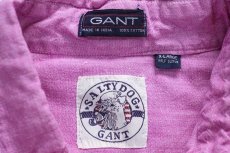 画像5: 90s GANT SALTY DOG 三点留め ボタンダウン 半袖 コットン シャンブレーシャツ 薄赤紫 XL★インド綿 (5)