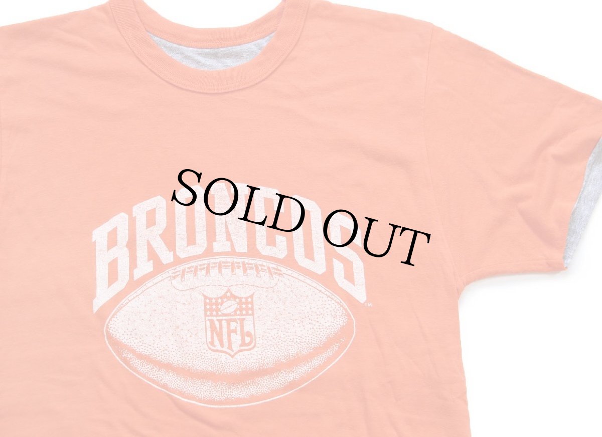画像3: 80s NFL BRONCOS アメフト ひび割れプリント リバーシブルTシャツ オレンジ×杢グレー (3)