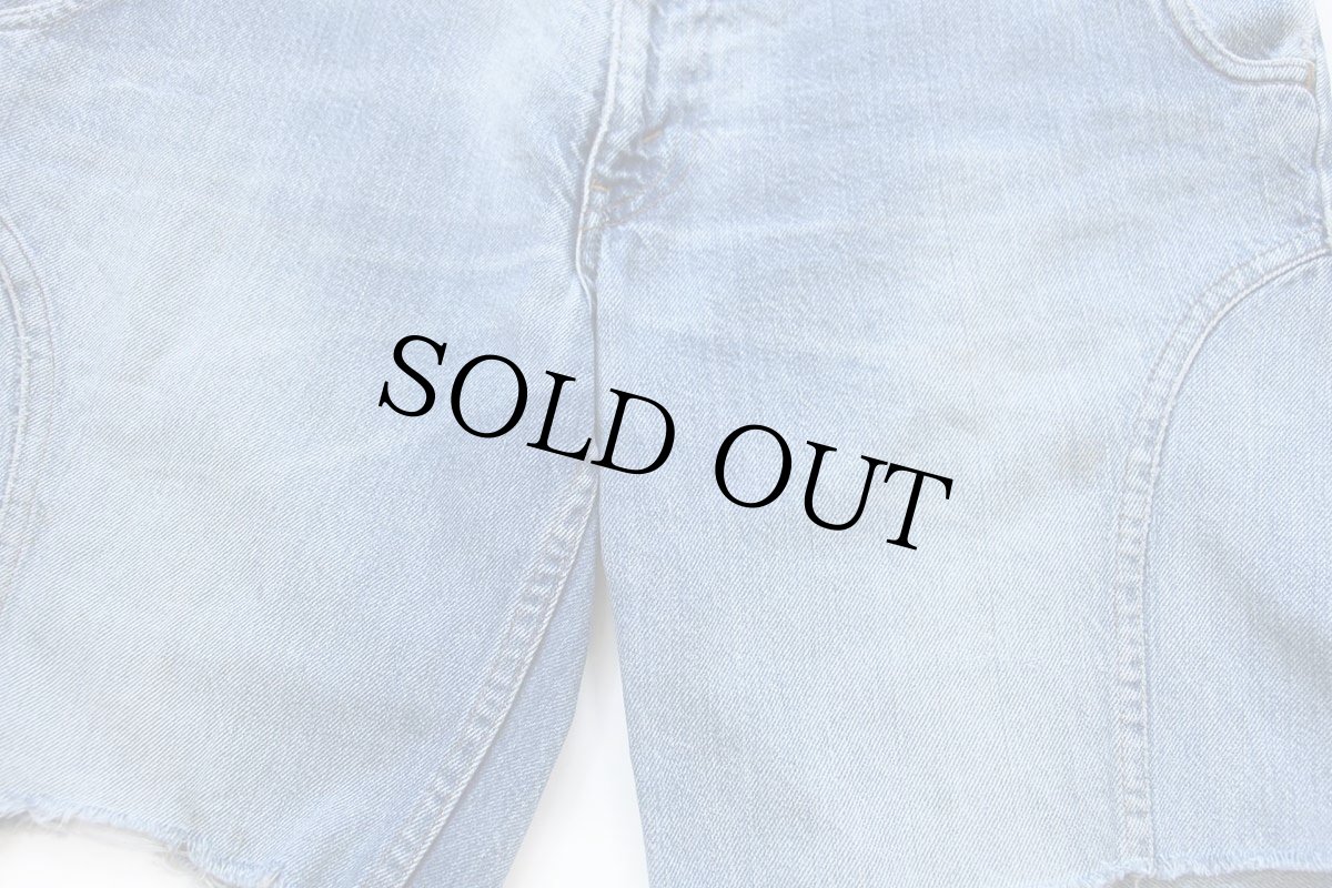 画像7: 70s Levi'sリーバイス 葉っぱタブ 567 カットオフ デニム ショートパンツ ヒゲ W34★ショーツ (7)