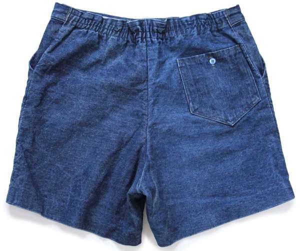 70s UNKNOWN ペンキ飛び インディゴ デニム ショートパンツ 鬼ヒゲ