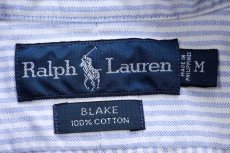 画像4: 00s ラルフローレン BLAKE ストライプ ポケット付き ボタンダウン 半袖 オックスフォード コットンシャツ サックス×白 M (4)