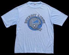 画像2: 80s NFL DETROIT LIONS アメフト 染み込みプリント Tシャツ 水色 L (2)