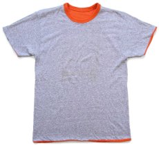 画像6: 80s NFL BRONCOS アメフト ひび割れプリント リバーシブルTシャツ オレンジ×杢グレー (6)