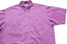 画像3: 90s GANT SALTY DOG 三点留め ボタンダウン 半袖 コットン シャンブレーシャツ 薄赤紫 XL★インド綿 (3)