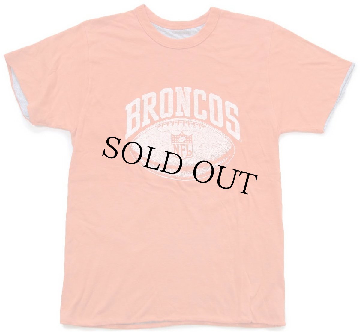 画像1: 80s NFL BRONCOS アメフト ひび割れプリント リバーシブルTシャツ オレンジ×杢グレー (1)