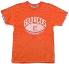 画像1: 80s NFL BRONCOS アメフト ひび割れプリント リバーシブルTシャツ オレンジ×杢グレー (1)