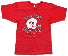 画像2: 80s OSU OHIO STATE BUCKEYES アメフト Vネック コットン フットボールTシャツ 赤 (2)