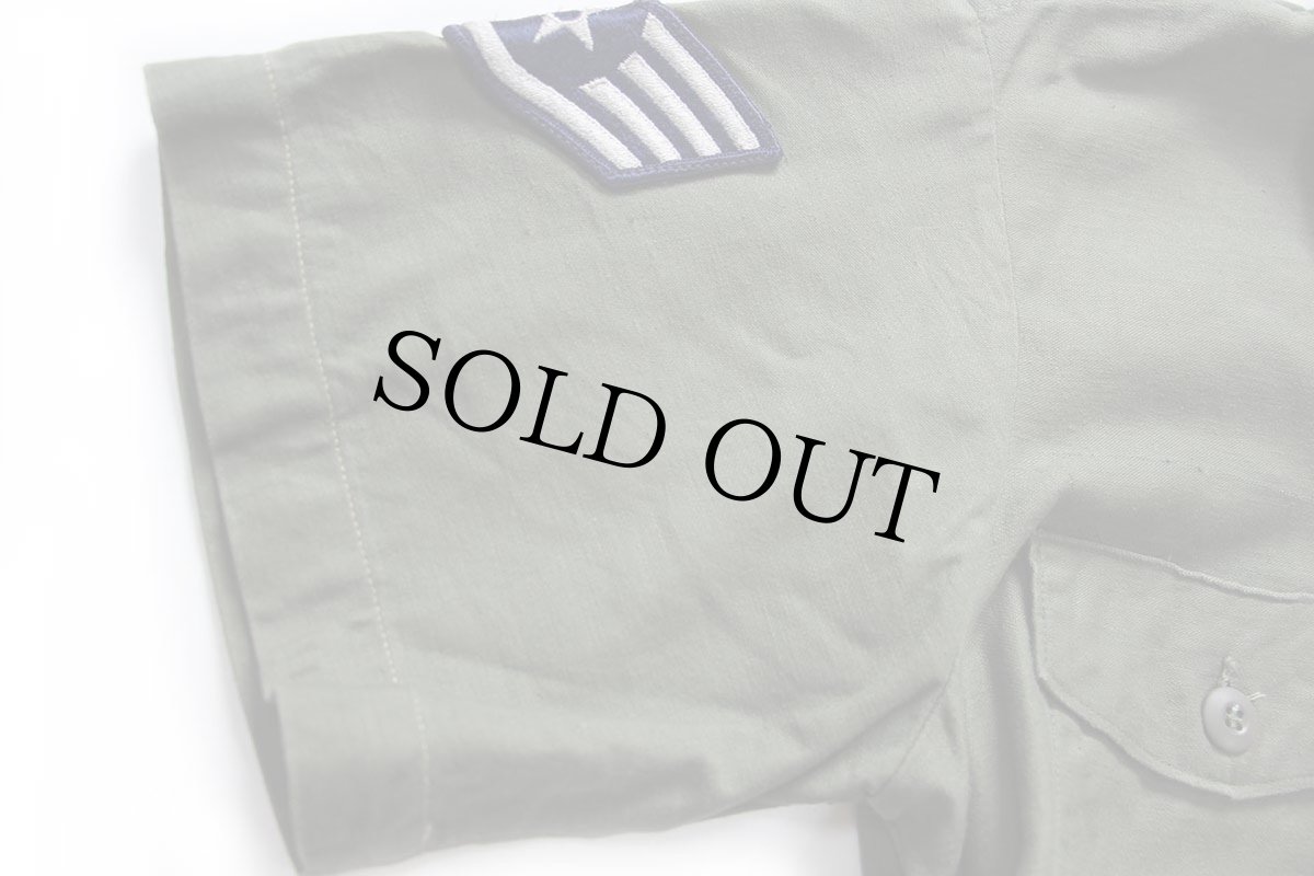 画像6: 70s 米軍 U.S.AIR FORCE パッチ付き 半袖 コットンサテン ユーティリティシャツ カスタム オリーブ 15.5 (6)