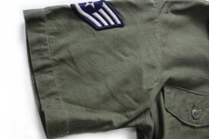 画像6: 70s 米軍 U.S.AIR FORCE パッチ付き 半袖 コットンサテン ユーティリティシャツ カスタム オリーブ 15.5 (6)
