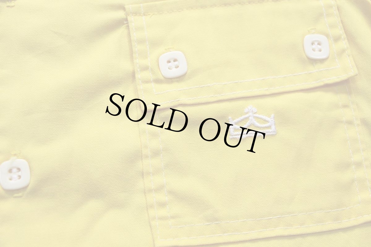 画像5: 70s Sears KINGS ROAD ロゴ刺繍 半袖 オープンカラーシャツ 黄 M (5)
