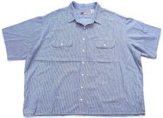 画像1: 90s USA製 JCPenney BIGMACビッグマック ヒッコリー ストライプ コットン 半袖 ワークシャツ カスタム★超特大 (1)