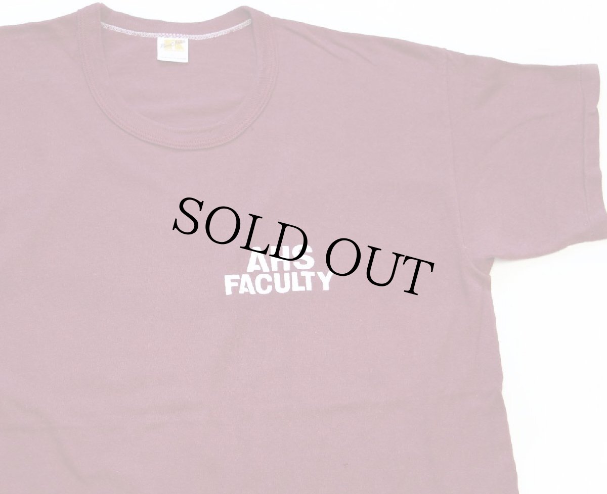 画像1: 70s USA製 RUSSELLラッセル AHS FACULTY コットンTシャツ バーガンディ L (1)