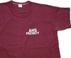 画像1: 70s USA製 RUSSELLラッセル AHS FACULTY コットンTシャツ バーガンディ L (1)