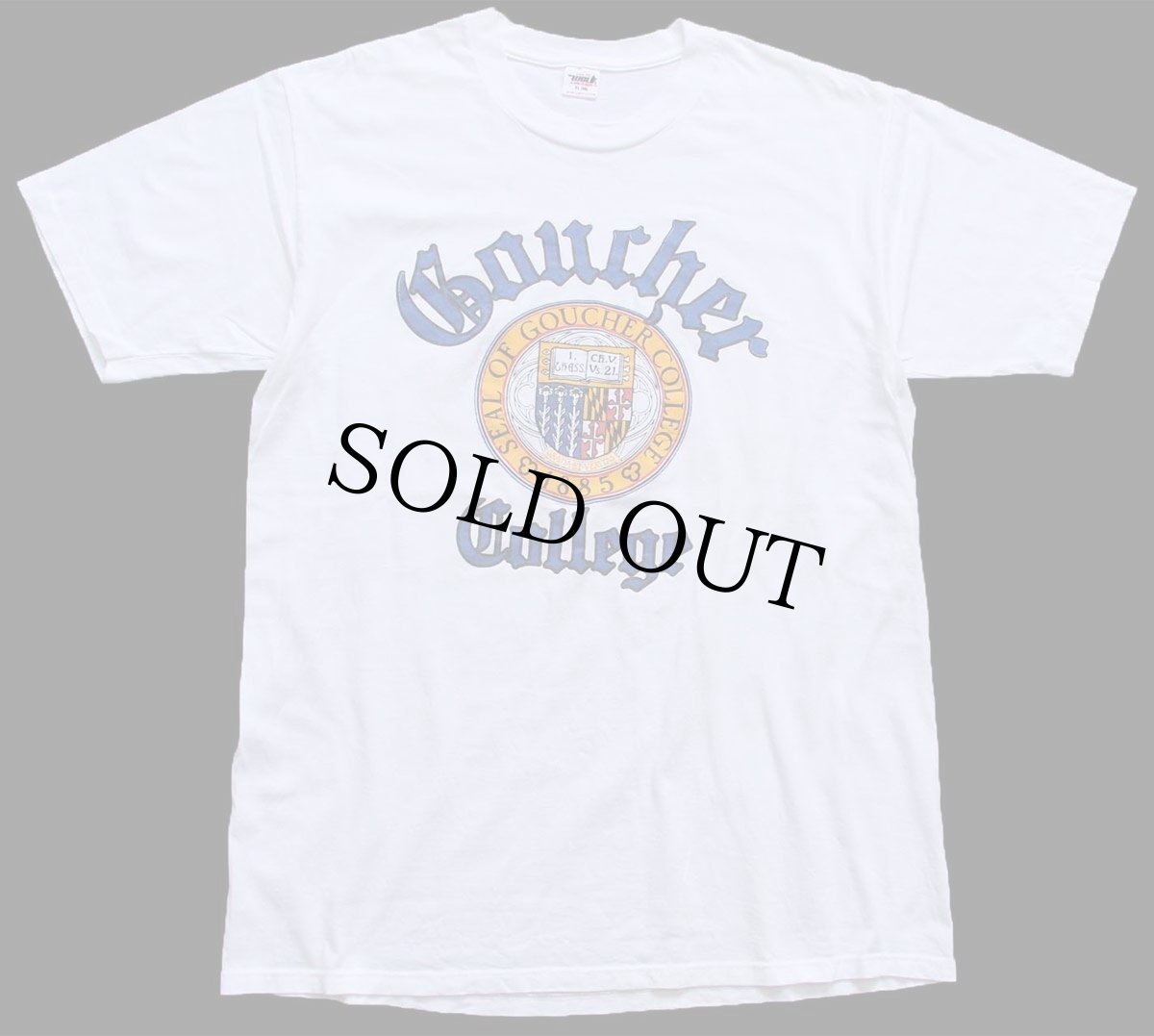 画像2: 80s USA製 Goucher College オールドイングリッシュ コットンTシャツ 白 XL (2)