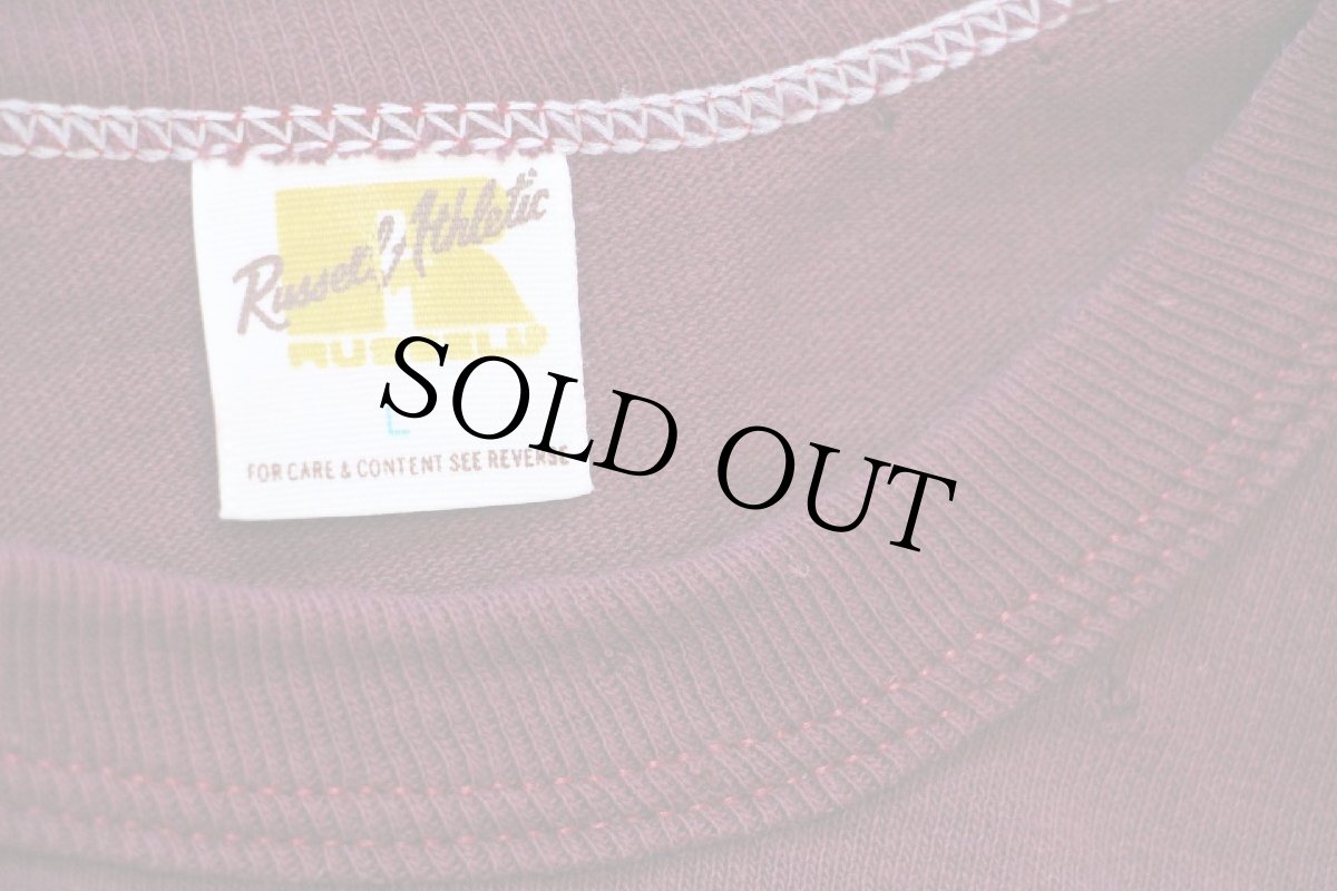 画像4: 70s USA製 RUSSELLラッセル AHS FACULTY コットンTシャツ バーガンディ L (4)