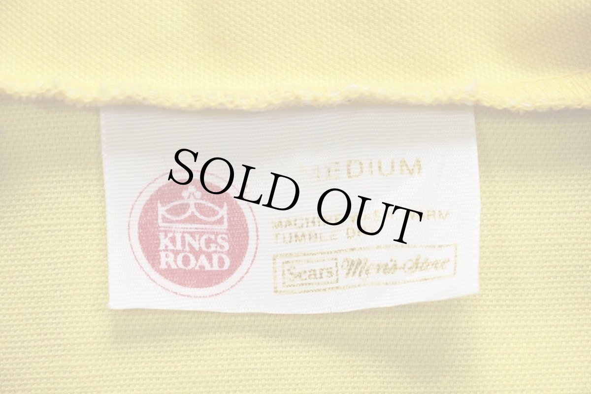 画像4: 70s Sears KINGS ROAD ロゴ刺繍 半袖 オープンカラーシャツ 黄 M (4)