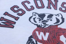 画像4: 80s WISCONSIN バッキー マスコット 染み込みプリント Tシャツ 白 (4)