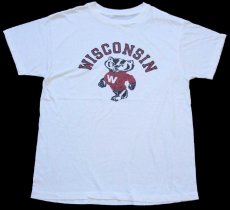 画像2: 80s WISCONSIN バッキー マスコット 染み込みプリント Tシャツ 白 (2)