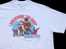 画像1: 90s USA製 Hanes LANGHORNE SKI SHOP OBERMEYER オバマイヤー イラスト コットンTシャツ 白 M (1)