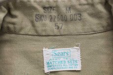 画像4: 60s Sears ARMY TWILL 半袖 コットンツイル ワークシャツ カーキ M (4)