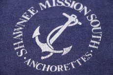 画像4: 70s USA製 RUSSELLラッセル SHAWNEE MISSION SOUTH ANCHORETTES ひび割れプリント コットンTシャツ 紺 フェード (4)