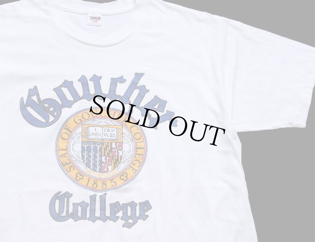 画像1: 80s USA製 Goucher College オールドイングリッシュ コットンTシャツ 白 XL (1)
