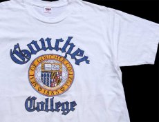 画像1: 80s USA製 Goucher College オールドイングリッシュ コットンTシャツ 白 XL (1)