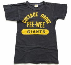 画像2: 70s USA製 RUSSELLラッセル COTTAGE GROVE PEE-WEE GIANTS 三段中抜き 14 ナンバリング コットンTシャツ 炭黒 BOYS L (2)