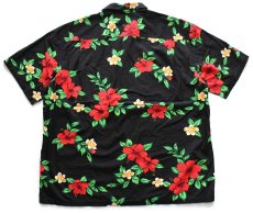 画像2: ハワイ製 Aloha Mo'i HAWAII ハイビスカス柄 オープンカラー コットン アロハシャツ 2XL★特大  (2)