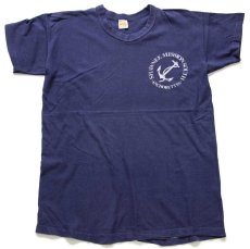 画像2: 70s USA製 RUSSELLラッセル SHAWNEE MISSION SOUTH ANCHORETTES ひび割れプリント コットンTシャツ 紺 フェード (2)