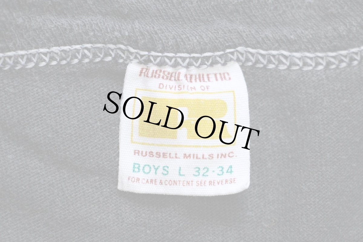 画像4: 70s USA製 RUSSELLラッセル COTTAGE GROVE PEE-WEE GIANTS 三段中抜き 14 ナンバリング コットンTシャツ 炭黒 BOYS L (4)