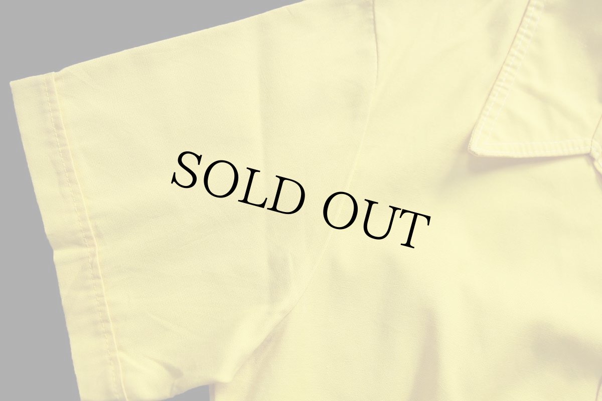 画像6: 70s Sears KINGS ROAD ロゴ刺繍 半袖 オープンカラーシャツ 黄 M (6)