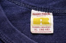 画像5: 70s USA製 RUSSELLラッセル SHAWNEE MISSION SOUTH ANCHORETTES ひび割れプリント コットンTシャツ 紺 フェード (5)