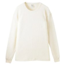 画像1: THERMAL Long Sleeve Crew Tee Natural 新品★USA製 オーガニックコットン サーマルシャツ ナチュラル (1)