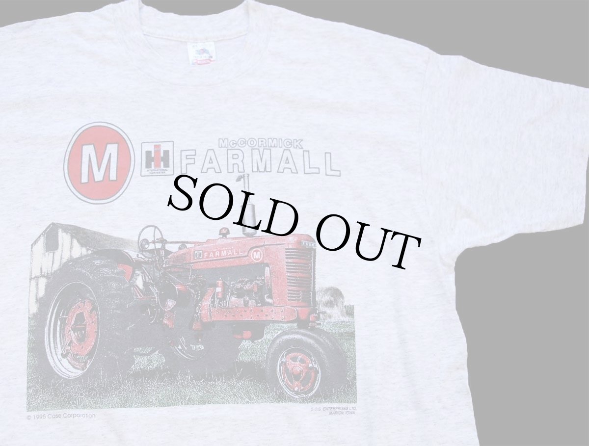 画像1: 90s USA製 McCORMICK FARMALL ロゴ トラクター コットンTシャツ 杢ライトグレー XL (1)