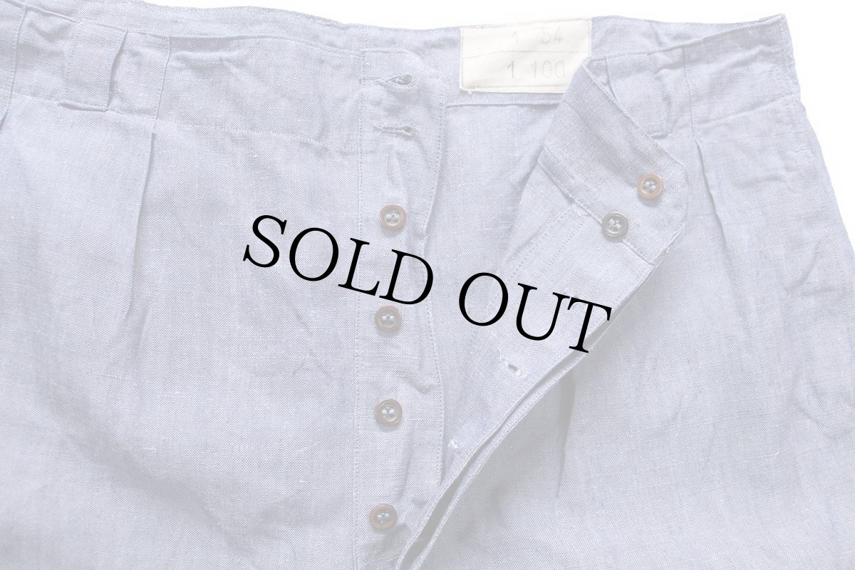 画像3: デッドストック★50s フランス軍 FRENCH NAVY ツータック リネン ショートパンツ 1★ショーツ (3)