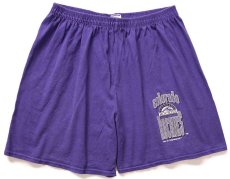 画像1: 90s USA製 LOGO7 MLB COLORADO ROCKIES コットン ショートパンツ 紫 XL★ショーツ (1)
