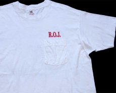 画像1: 90s USA製 R.O.J. FRED'S BULLHORNS OF 95 ロデオ ポケット付き コットンTシャツ 白 XL (1)