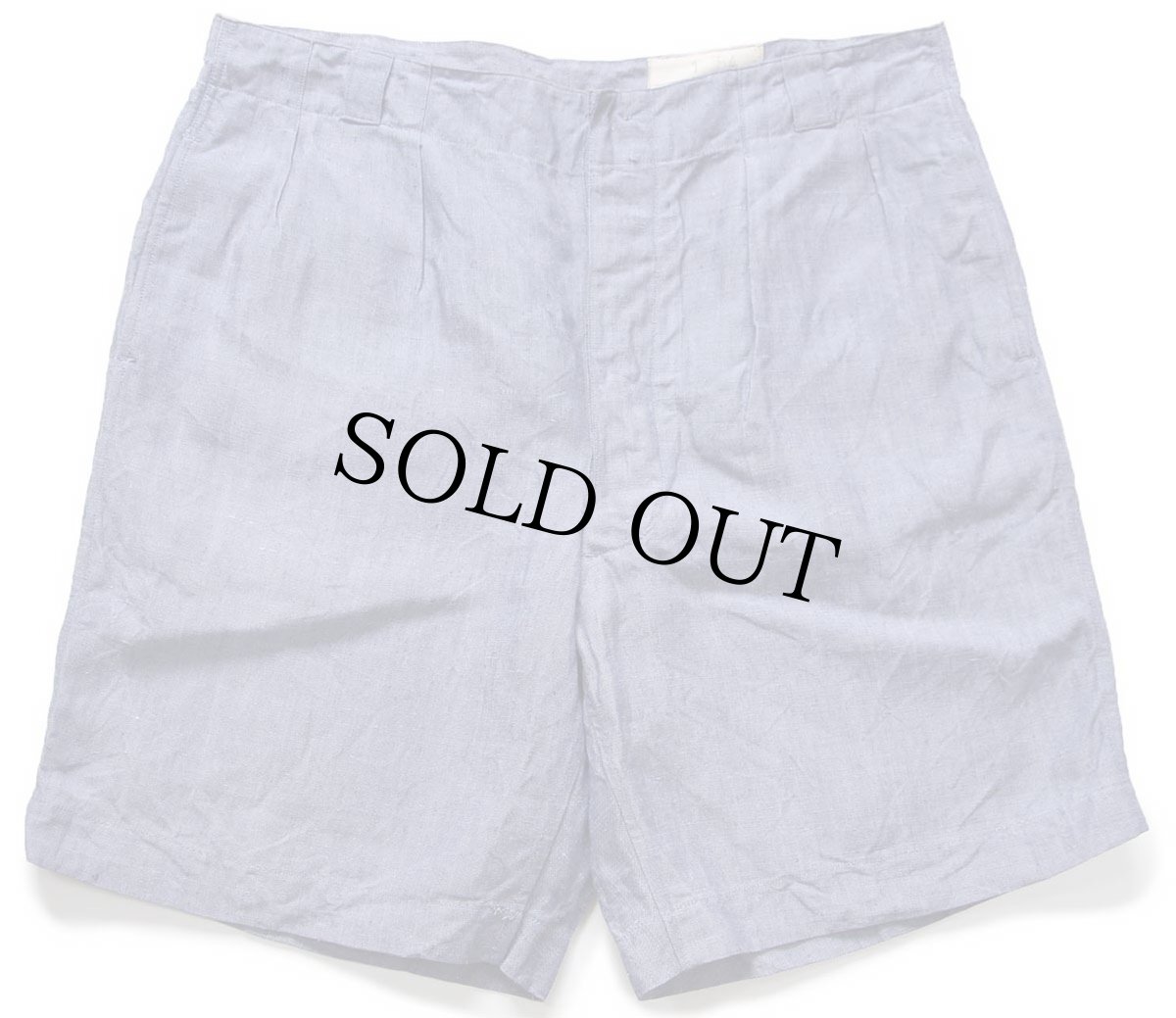 画像1: デッドストック★50s フランス軍 FRENCH NAVY ツータック リネン ショートパンツ 1★ショーツ (1)