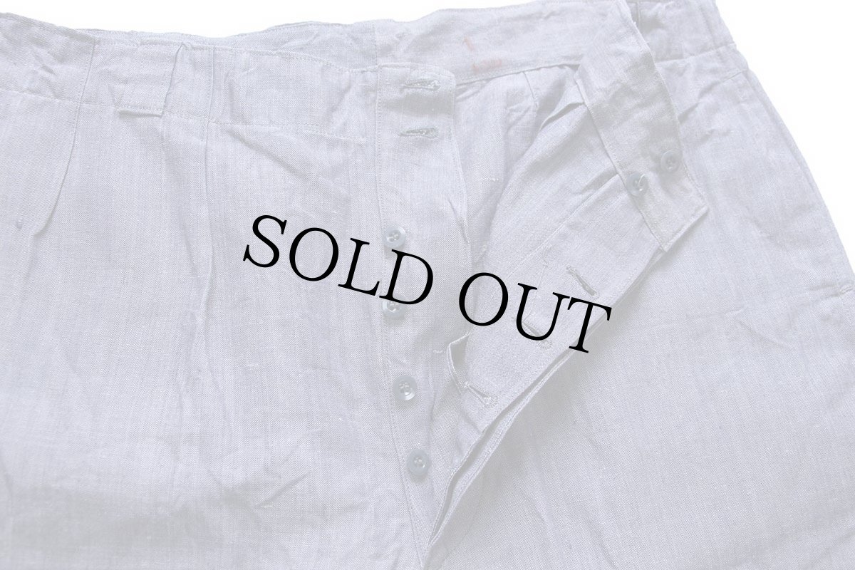 画像3: デッドストック★50s フランス軍 FRENCH NAVY ツータック リネン ショートパンツ W38★ショーツ (3)