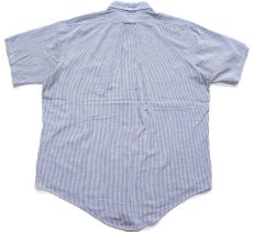 画像2: 70s The KING SIZE ストライプ 三点留め ボタンダウン 半袖 コットン シアサッカーシャツ 白×薄黒 XL (2)