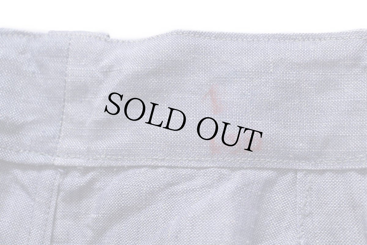 画像5: デッドストック★50s フランス軍 FRENCH NAVY ツータック リネン ショートパンツ W38★ショーツ (5)