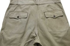 画像4: ビンテージ イタリア軍 ツータック コットンツイル ショートパンツ カーキ w35★ショーツ (4)
