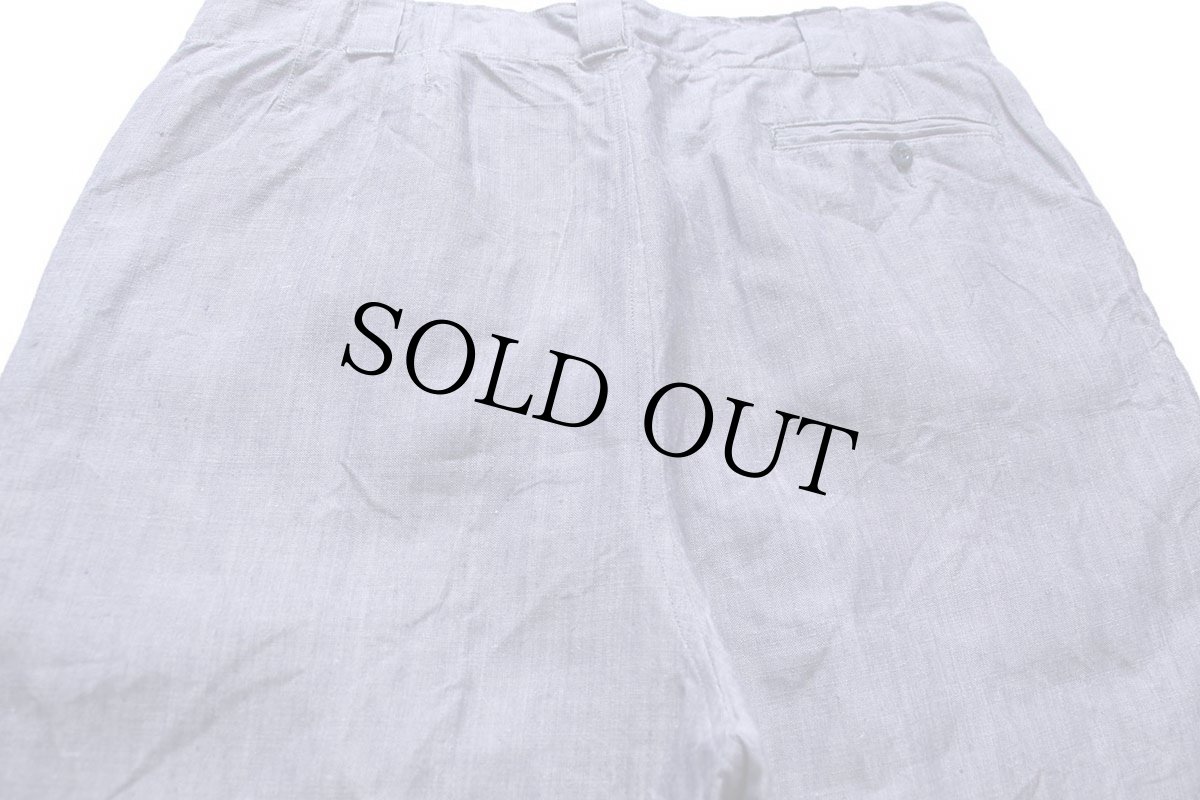 画像4: デッドストック★50s フランス軍 FRENCH NAVY ツータック リネン ショートパンツ W38★ショーツ (4)