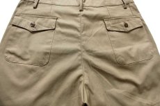 画像4: 80s イタリア軍 ツータック コットンツイル ショートパンツ カーキ w33★ショーツ (4)