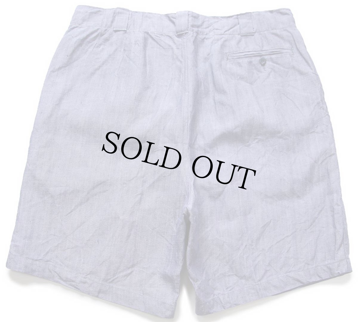 画像2: デッドストック★50s フランス軍 FRENCH NAVY ツータック リネン ショートパンツ W38★ショーツ (2)