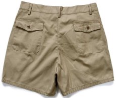 画像2: 80s イタリア軍 ツータック コットンツイル ショートパンツ カーキ w33★ショーツ (2)