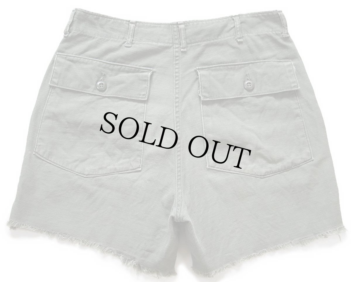 画像2: 70s 米軍 U.S.ARMY カットオフ ユーティリティ ベイカー ショートパンツ オリーブグリーン 32★ショーツ (2)